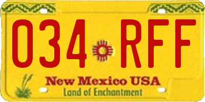 NM license plate 034RFF