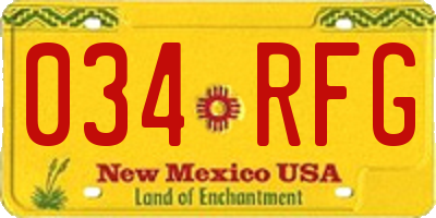 NM license plate 034RFG