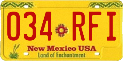 NM license plate 034RFI