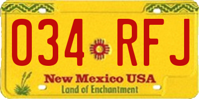 NM license plate 034RFJ