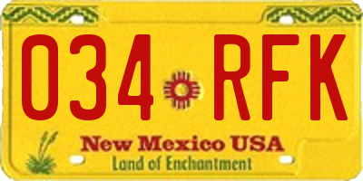 NM license plate 034RFK