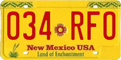 NM license plate 034RFO