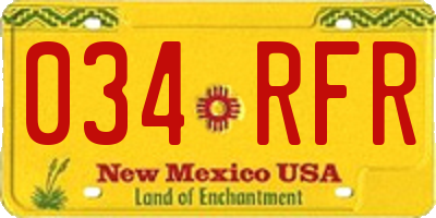 NM license plate 034RFR