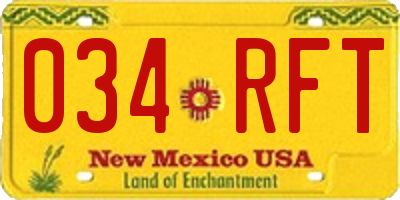 NM license plate 034RFT