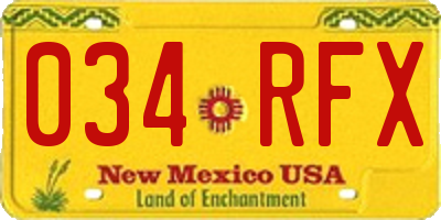 NM license plate 034RFX