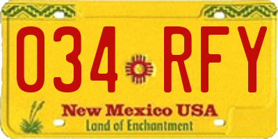 NM license plate 034RFY