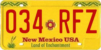 NM license plate 034RFZ