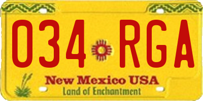 NM license plate 034RGA