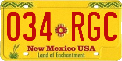 NM license plate 034RGC