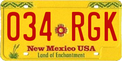 NM license plate 034RGK