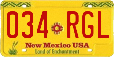 NM license plate 034RGL