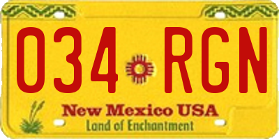 NM license plate 034RGN