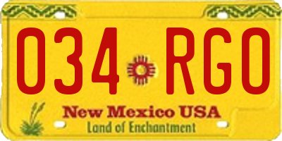 NM license plate 034RGO