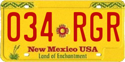 NM license plate 034RGR