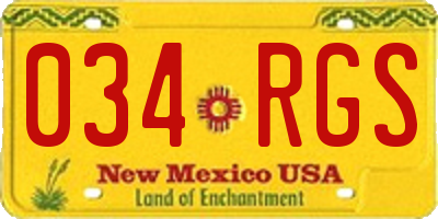 NM license plate 034RGS