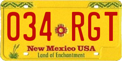 NM license plate 034RGT