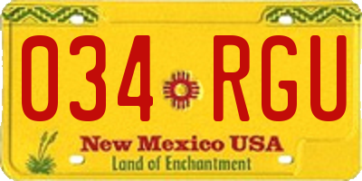 NM license plate 034RGU