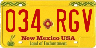 NM license plate 034RGV