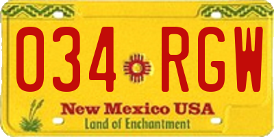 NM license plate 034RGW