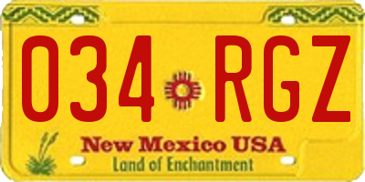 NM license plate 034RGZ