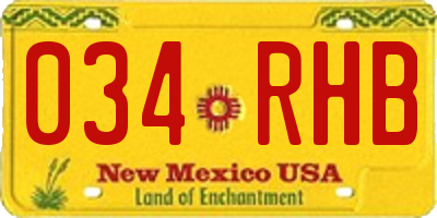 NM license plate 034RHB