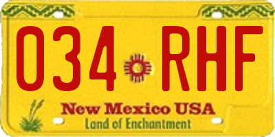NM license plate 034RHF