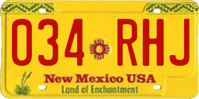 NM license plate 034RHJ