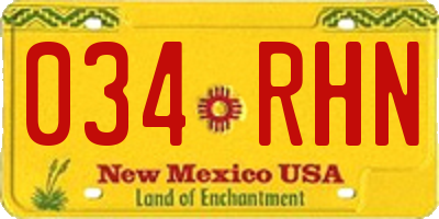 NM license plate 034RHN