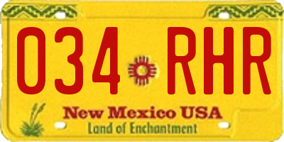 NM license plate 034RHR