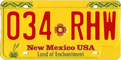 NM license plate 034RHW