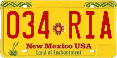 NM license plate 034RIA