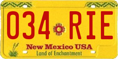 NM license plate 034RIE