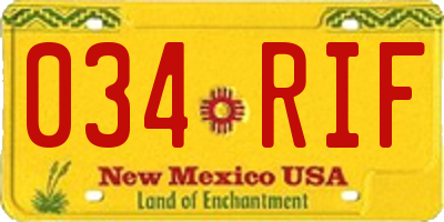NM license plate 034RIF