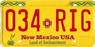NM license plate 034RIG
