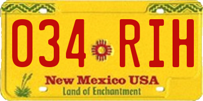 NM license plate 034RIH