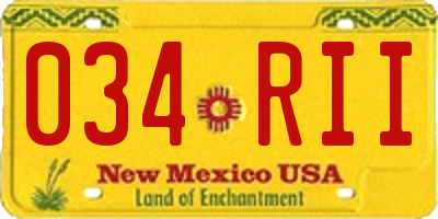NM license plate 034RII