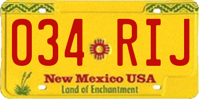 NM license plate 034RIJ