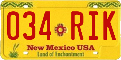NM license plate 034RIK