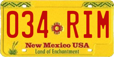 NM license plate 034RIM