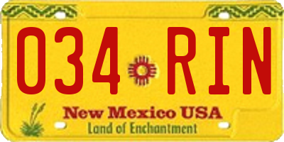 NM license plate 034RIN