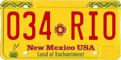 NM license plate 034RIO