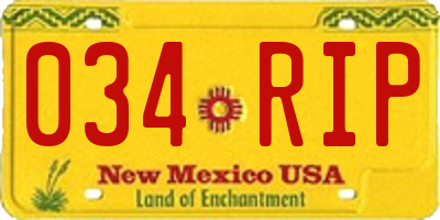 NM license plate 034RIP