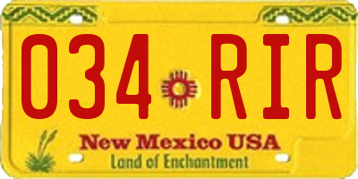 NM license plate 034RIR