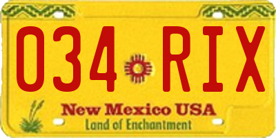 NM license plate 034RIX