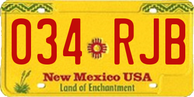 NM license plate 034RJB