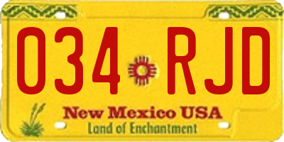 NM license plate 034RJD