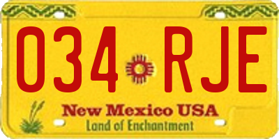 NM license plate 034RJE