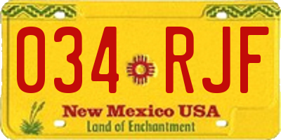 NM license plate 034RJF
