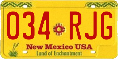 NM license plate 034RJG