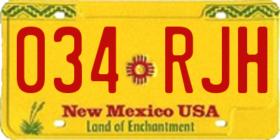 NM license plate 034RJH